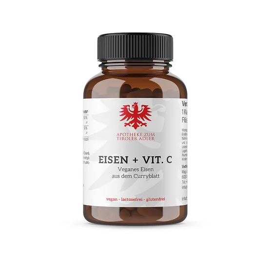 Eisen + Vit. C der Eigenmarke Apotheke zum Tiroler Adler mit rotem Tiroler Adler am Etikett